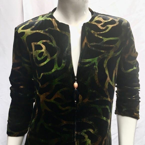 Vtg 80s 90s Diamond Tea kaftan velour velvet zip robe caftan dres house coat zip - Picture 2 of 5